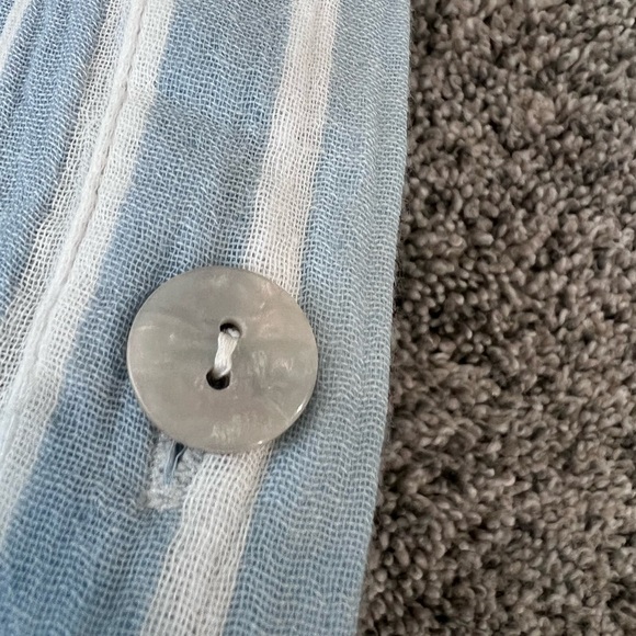 For Cynthia 100% Cotton Light Blue White Striped Dress Side Buttons Size Medium - Picture 3 of 11